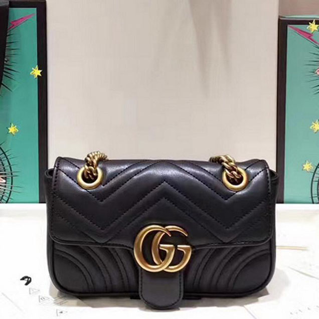 Gucci GG Marmont Matelasse Mini Bag 446744 22cm Black