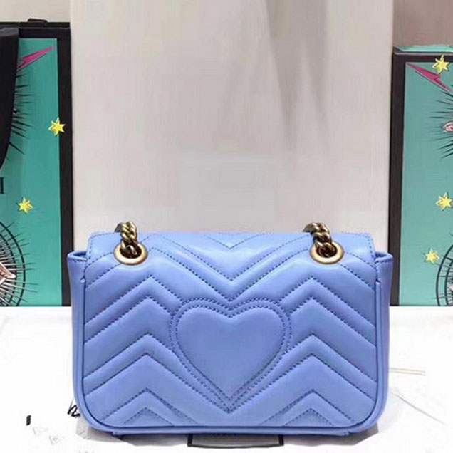 Gucci GG Marmont Matelasse Mini Bag 446744 22cm Blue
