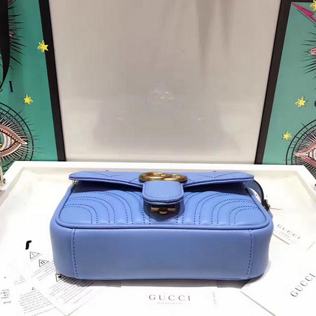 Gucci GG Marmont Matelasse Mini Bag 446744 22cm Blue