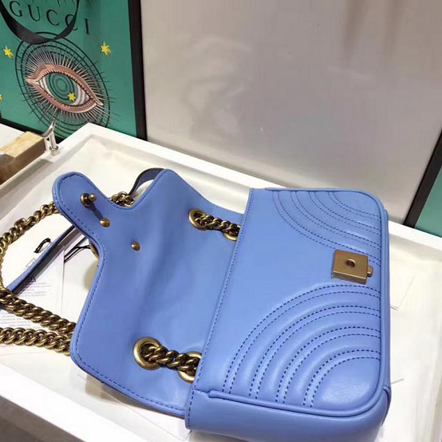 Gucci GG Marmont Matelasse Mini Bag 446744 22cm Blue
