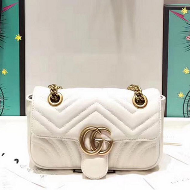 Gucci GG Marmont Matelasse Mini Bag 446744 22cm White