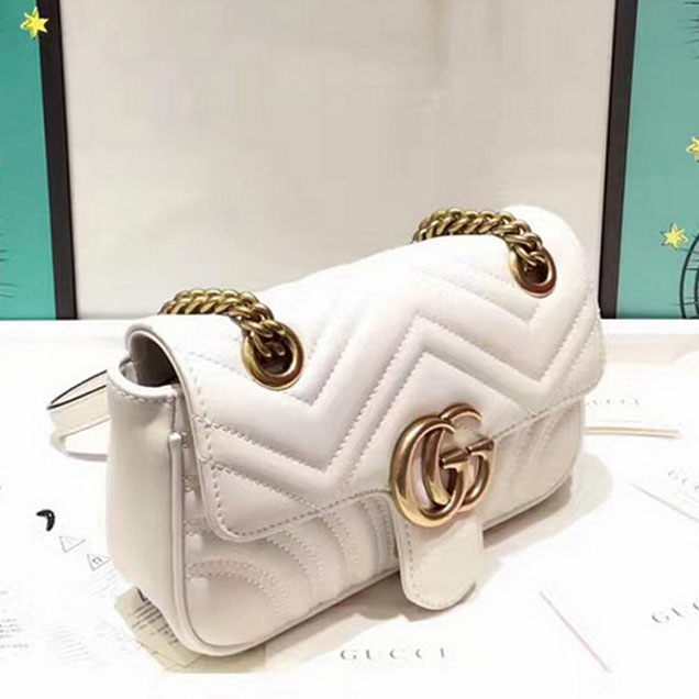 Gucci GG Marmont Matelasse Mini Bag 446744 22cm White