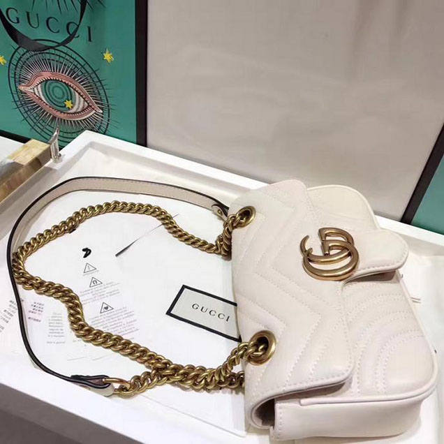 Gucci GG Marmont Matelasse Mini Bag 446744 22cm White