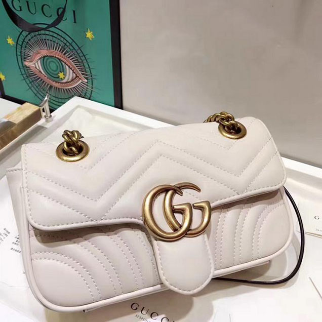 Gucci GG Marmont Matelasse Mini Bag 446744 22cm White