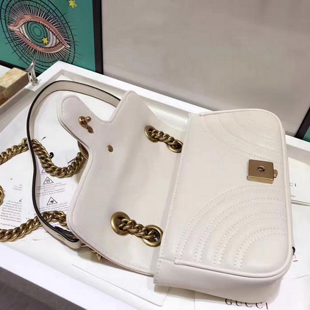 Gucci GG Marmont Matelasse Mini Bag 446744 22cm White