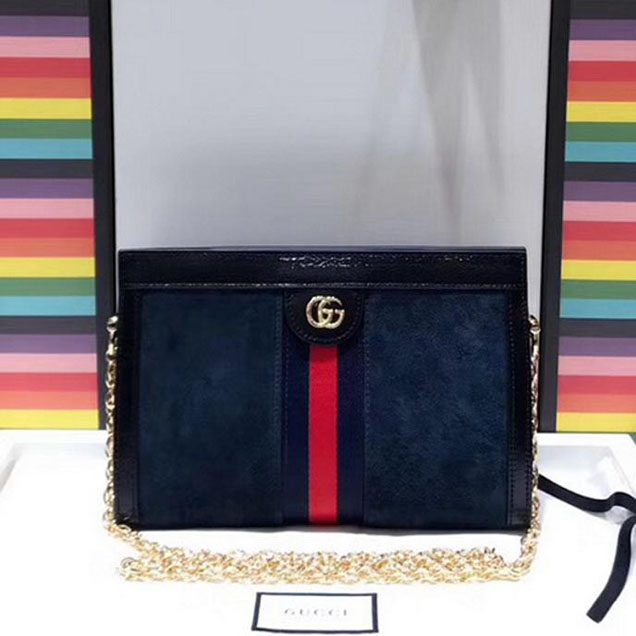 Gucci Ophidia Small Shoulder Bag 503877 Blue Suede