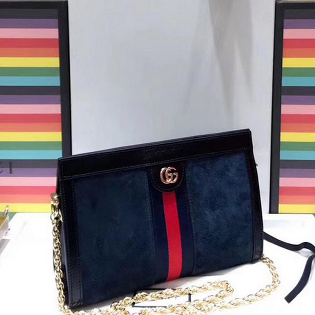 Gucci Ophidia Small Shoulder Bag 503877 Blue Suede