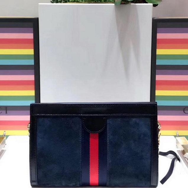 Gucci Ophidia Small Shoulder Bag 503877 Blue Suede