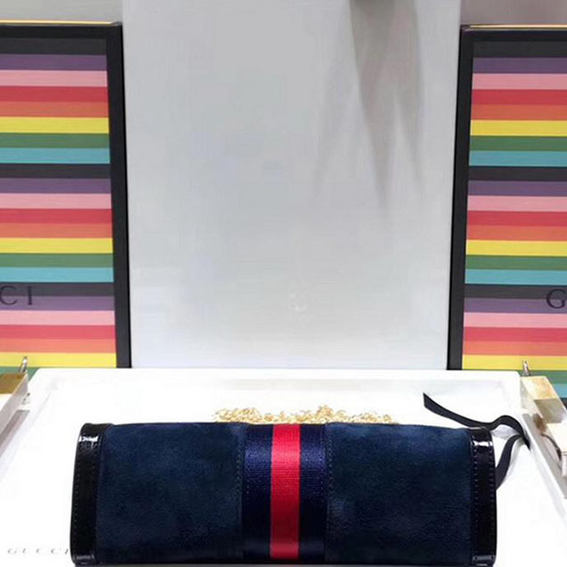 Gucci Ophidia Small Shoulder Bag 503877 Blue Suede