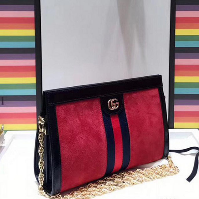 Gucci Ophidia Small Shoulder Bag 503877 Red Suede
