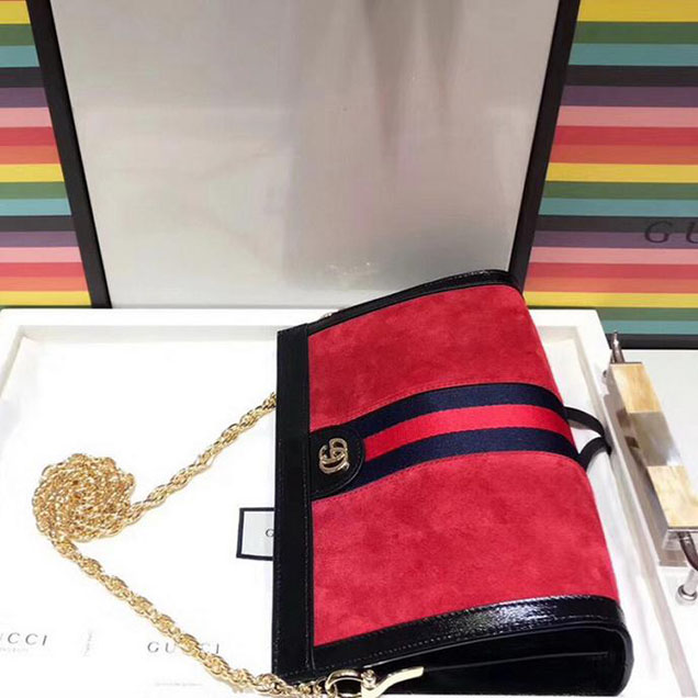 Gucci Ophidia Small Shoulder Bag 503877 Red Suede