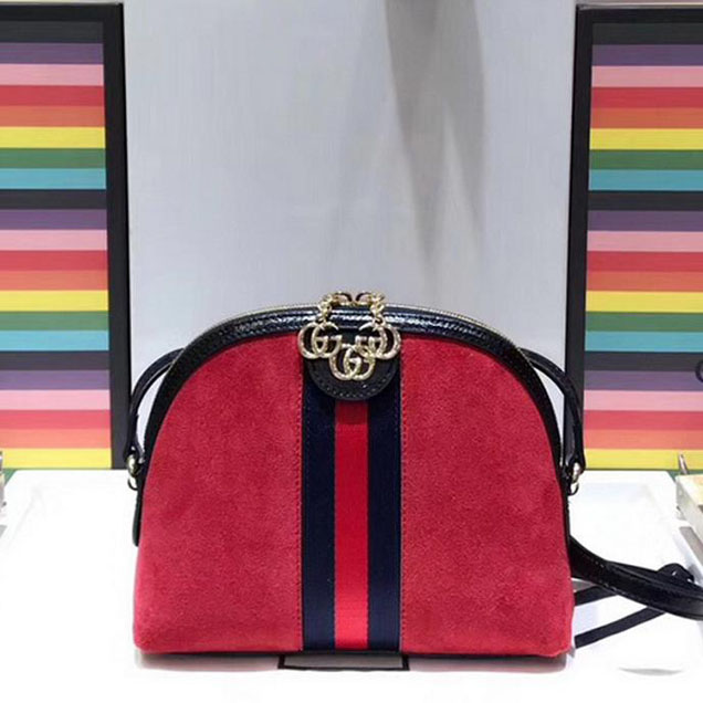 Gucci Ophidia Shoulder Bag 499621 Hibiscus Red Suede