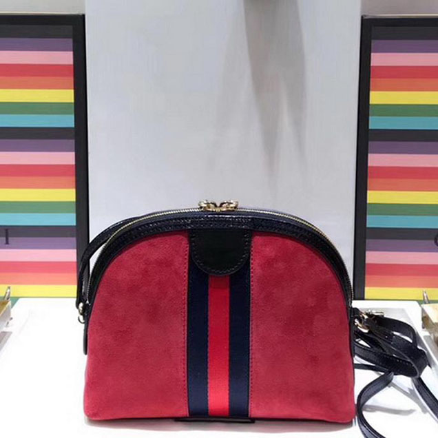 Gucci Ophidia Shoulder Bag 499621 Hibiscus Red Suede