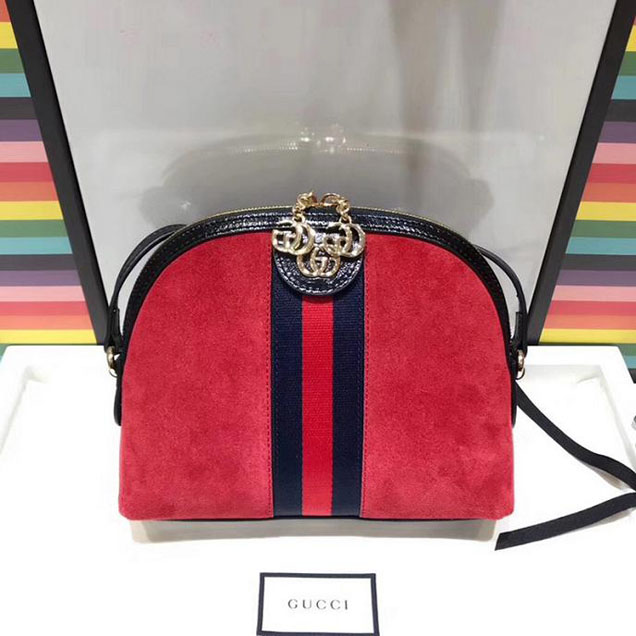 Gucci Ophidia Shoulder Bag 499621 Hibiscus Red Suede