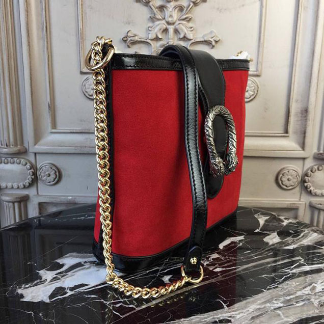 Gucci Dionysus Medium Bucket Bag 499622 Hibiscus Red Suede