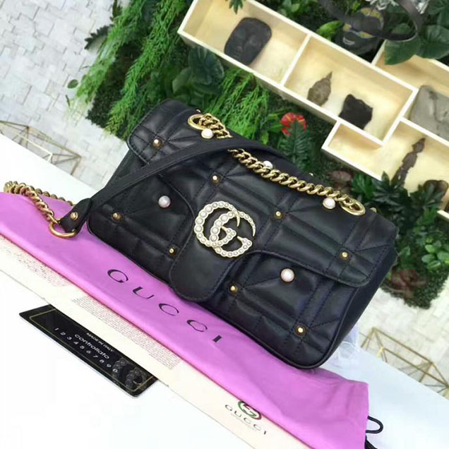 Gucci GG Marmont Small Matelasse Shoulder Bag 443497 Black