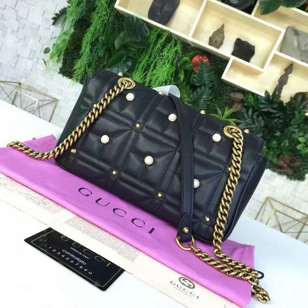 Gucci GG Marmont Small Matelasse Shoulder Bag 443497 Black