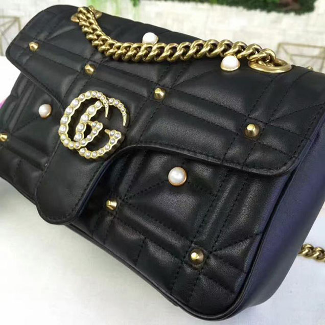 Gucci GG Marmont Small Matelasse Shoulder Bag 443497 Black