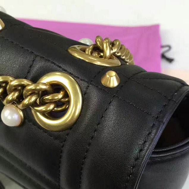 Gucci GG Marmont Small Matelasse Shoulder Bag 443497 Black