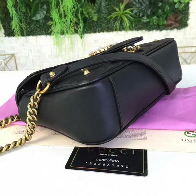 Gucci GG Marmont Small Matelasse Shoulder Bag 443497 Black