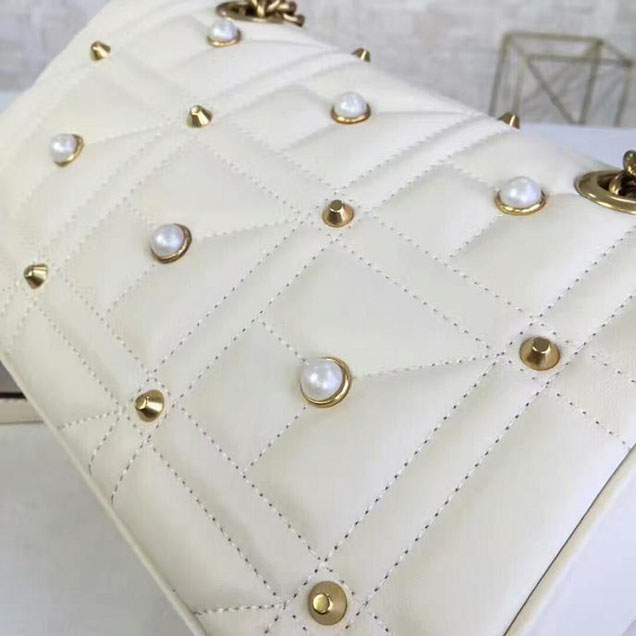 Gucci GG Marmont Small Matelasse Shoulder Bag 443497 White