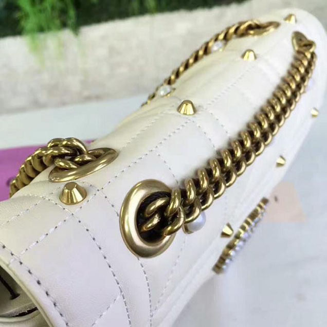 Gucci GG Marmont Small Matelasse Shoulder Bag 443497 White