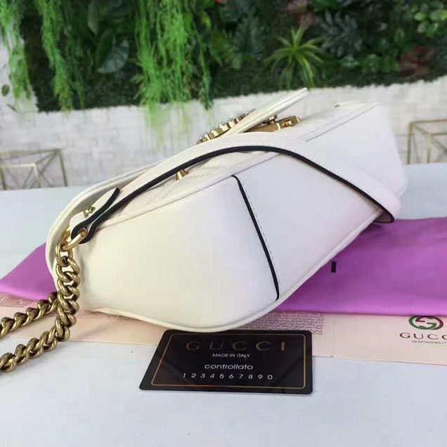 Gucci GG Marmont Small Matelasse Shoulder Bag 443497 White