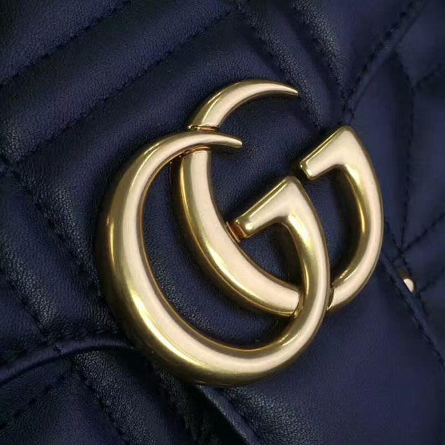 Gucci GG Marmont Matelasse Pearl Studded Bag Calfskin Leather 26cm Black
