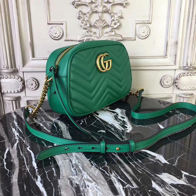 Gucci GG Marmont Small Matelasse Shoulder Bag 447632 Green