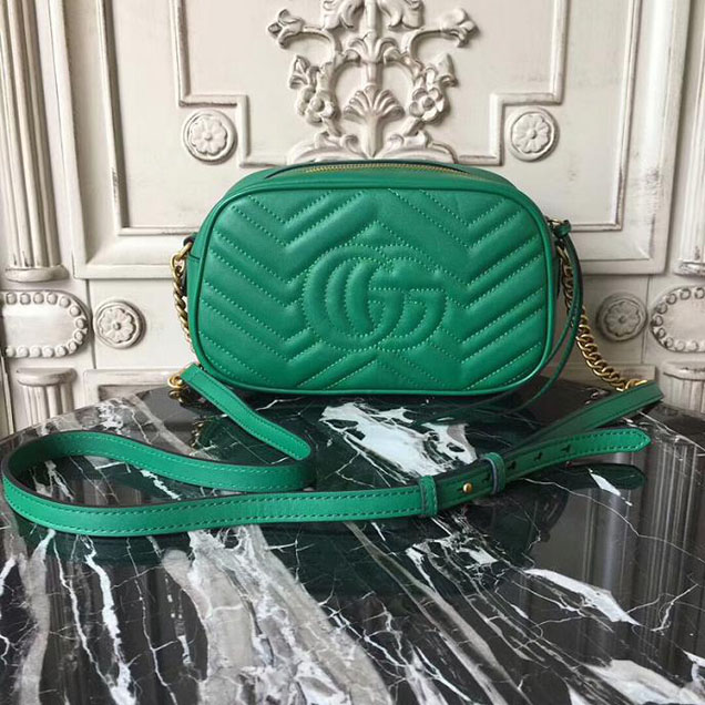Gucci GG Marmont Small Matelasse Shoulder Bag 447632 Green