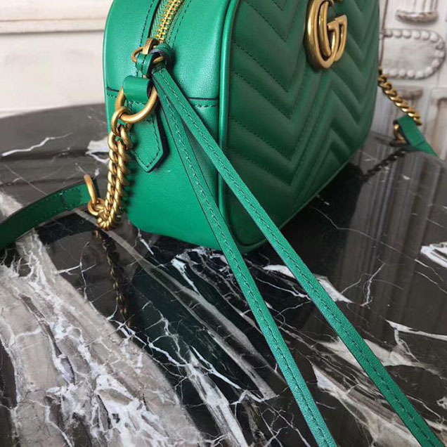Gucci GG Marmont Small Matelasse Shoulder Bag 447632 Green