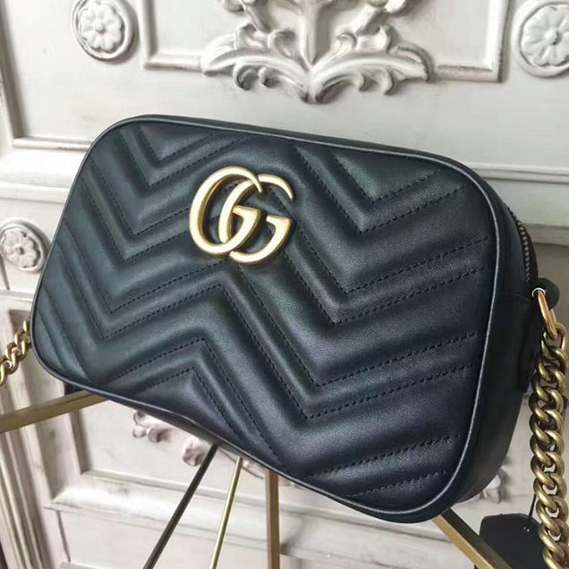 Gucci GG Marmont Small Matelasse Shoulder Bag 447632 Black