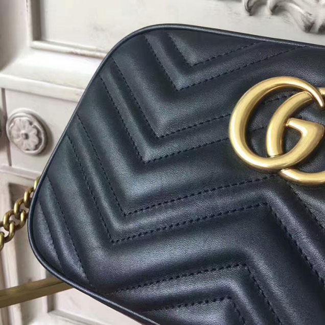 Gucci GG Marmont Small Matelasse Shoulder Bag 447632 Black