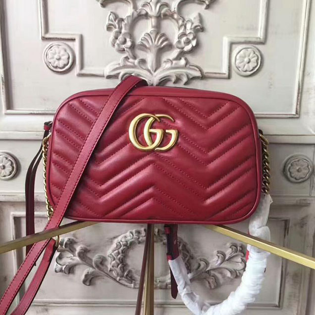 Gucci GG Marmont Small Matelasse Shoulder Bag 447632 Red