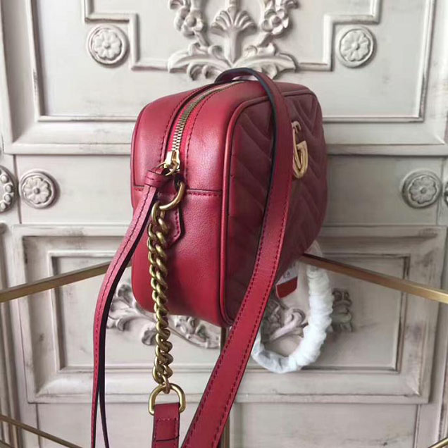 Gucci GG Marmont Small Matelasse Shoulder Bag 447632 Red