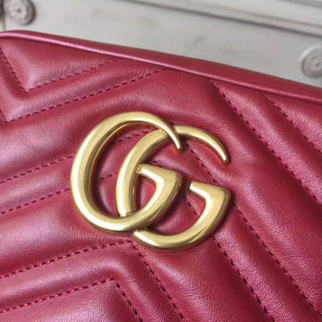 Gucci GG Marmont Small Matelasse Shoulder Bag 447632 Red