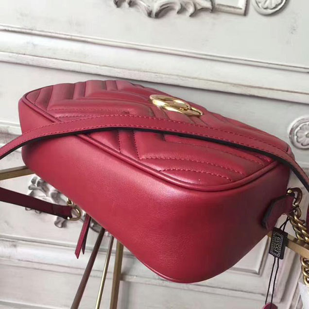 Gucci GG Marmont Small Matelasse Shoulder Bag 447632 Red