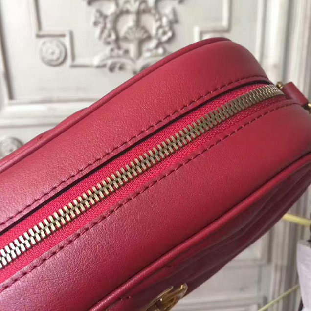 Gucci GG Marmont Small Matelasse Shoulder Bag 447632 Red