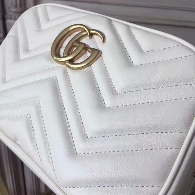 Gucci GG Marmont Small Matelasse Shoulder Bag 447632 White