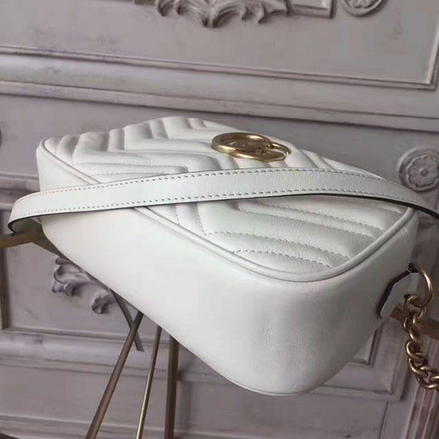 Gucci GG Marmont Small Matelasse Shoulder Bag 447632 White