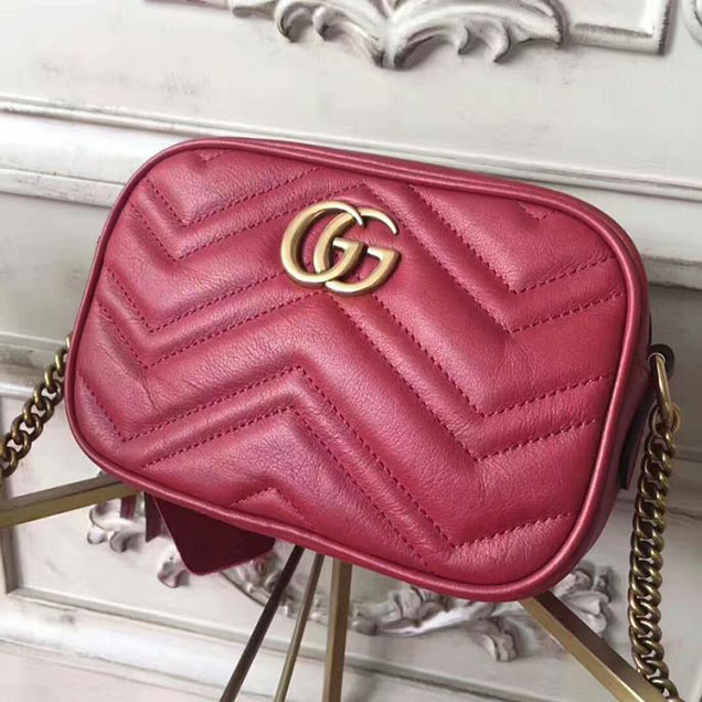 Gucci GG Marmont Matelasse Mini Bag 448065 Red