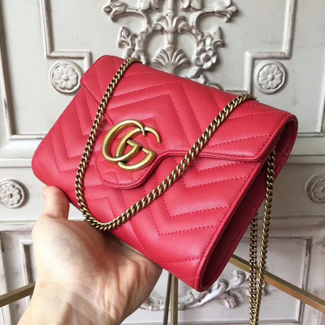 Gucci GG Marmont Matelasse Mini Bag 474575 Red