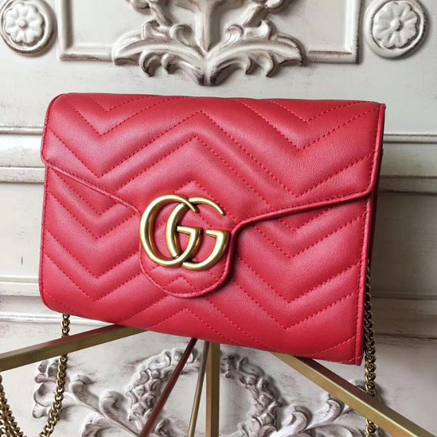 Gucci GG Marmont Matelasse Mini Bag 474575 Red