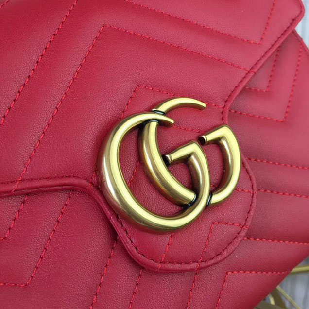Gucci GG Marmont Matelasse Mini Bag 474575 Red