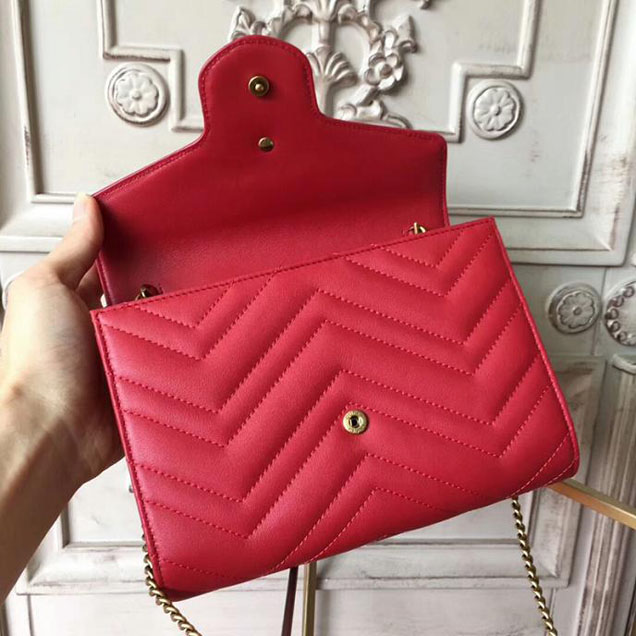 Gucci GG Marmont Matelasse Mini Bag 474575 Red