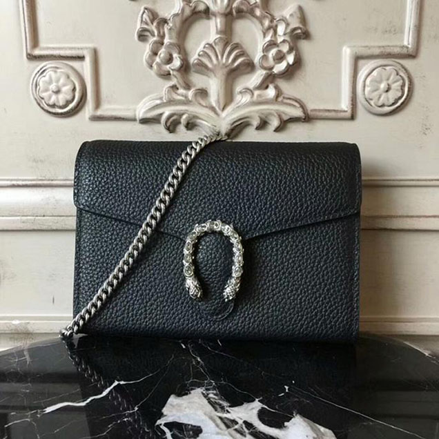 Gucci Dionysus Leather Mini Chain Bag 401231 Black