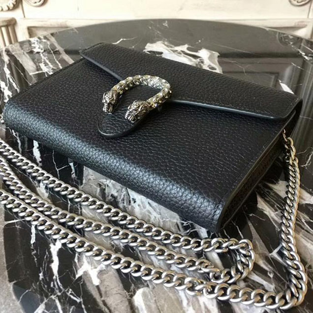 Gucci Dionysus Leather Mini Chain Bag 401231 Black