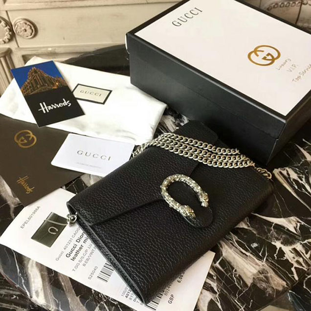 Gucci Dionysus Leather Mini Chain Bag 401231 Black