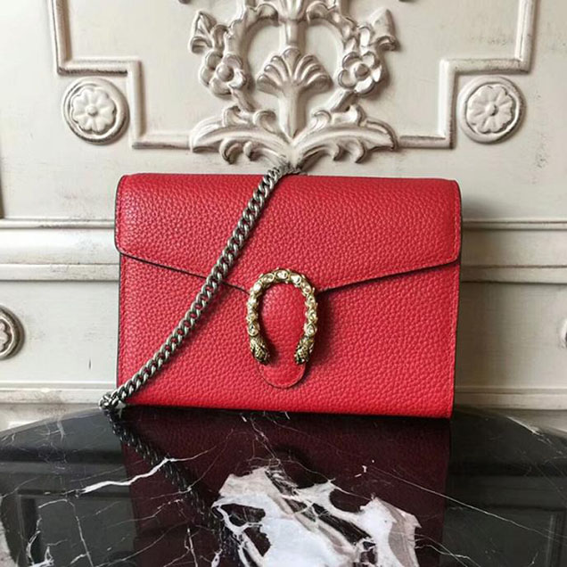 Gucci Dionysus Leather Mini Chain Bag 401231 Red