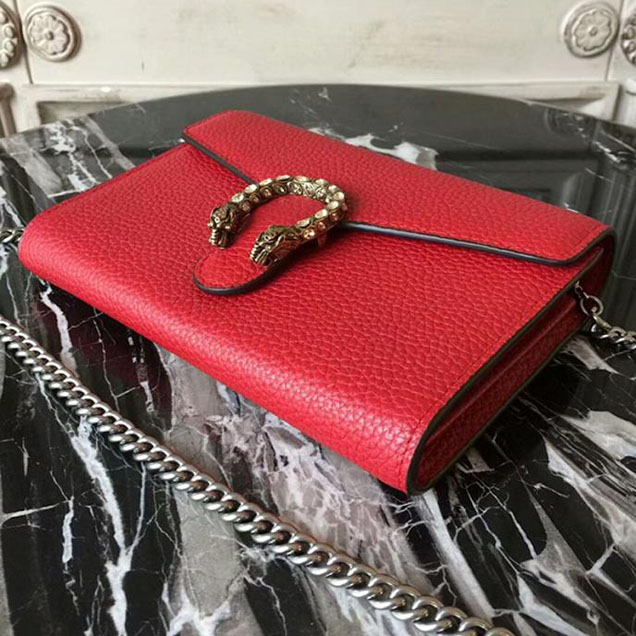 Gucci Dionysus Leather Mini Chain Bag 401231 Red